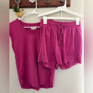 Lou & Grey Deep Pink Tank Top and Short Set - XS